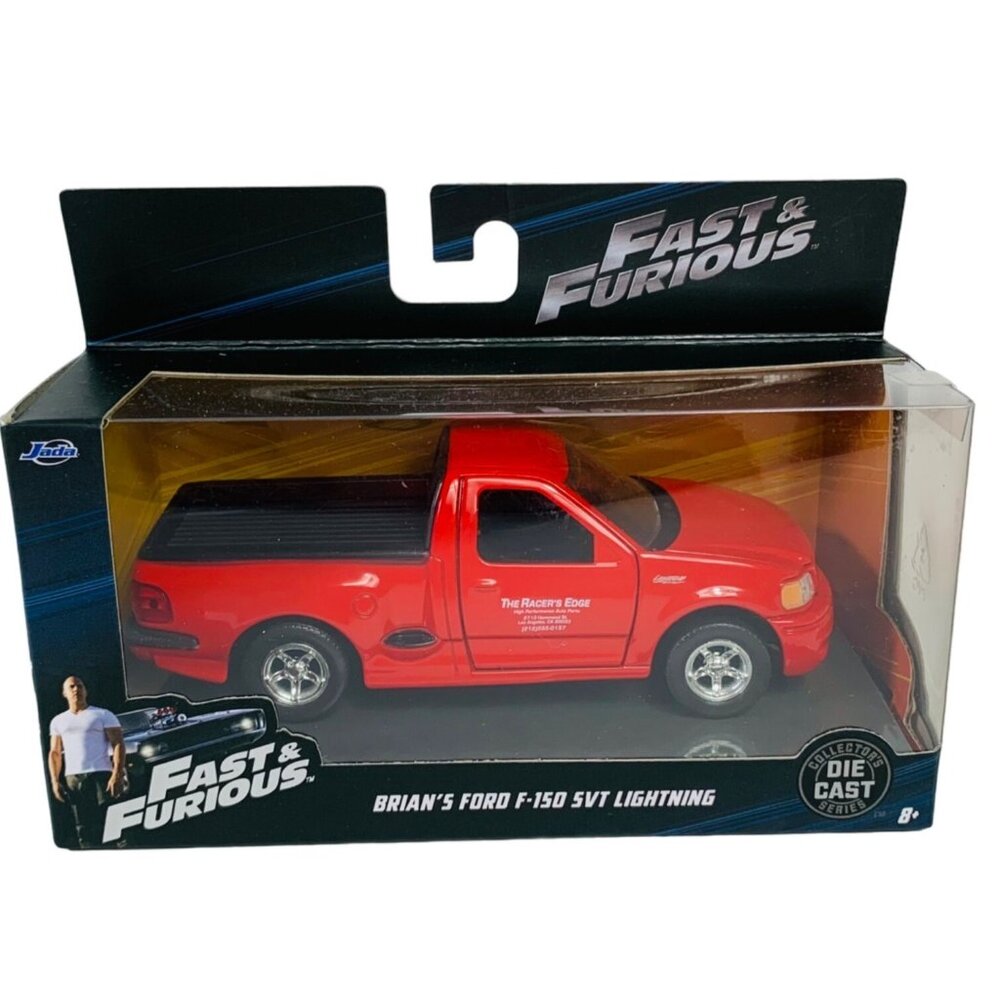 Fast Furious Die Cast Brians Ford F150 SVT Lightning Red Pickup Truck Jada NEW
